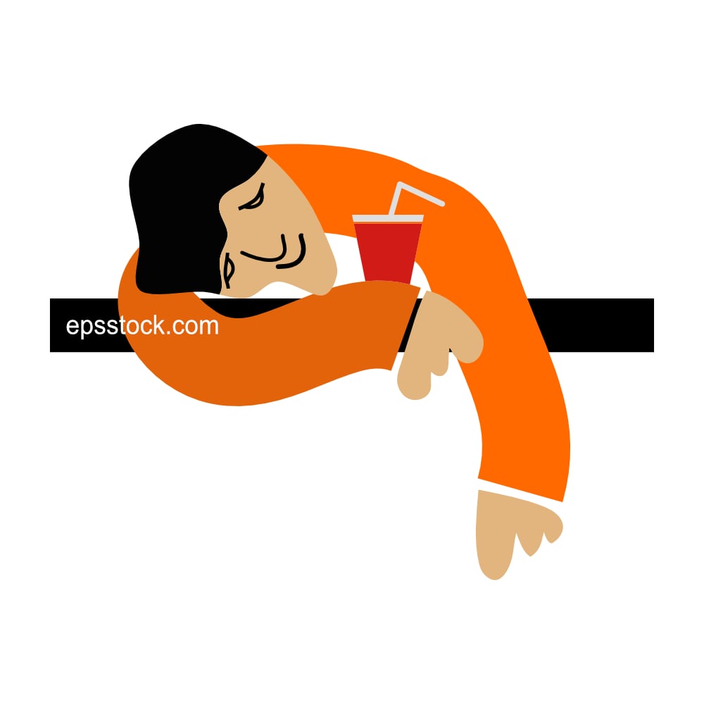 chronic fatigue, flat color illustration