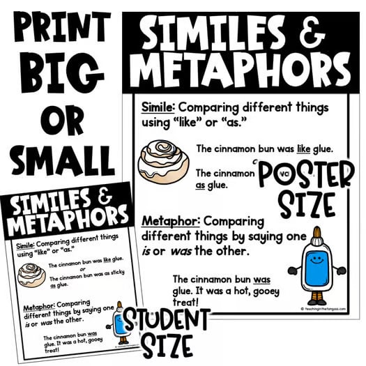 Similes and Metaphors Writing Poster Anchor Chart