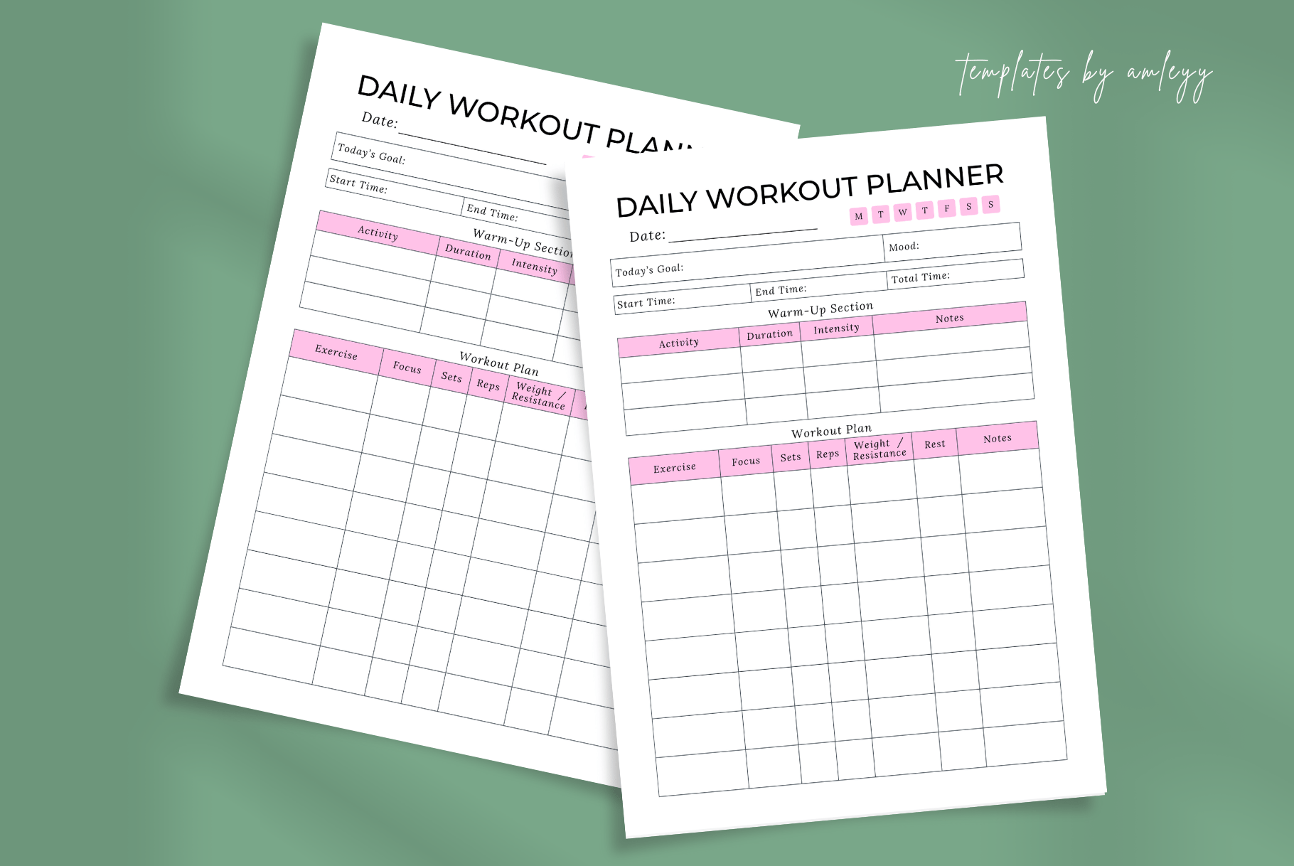 Daily Workout Planner Template | Editable Canva Fitness Tracker - Payhip