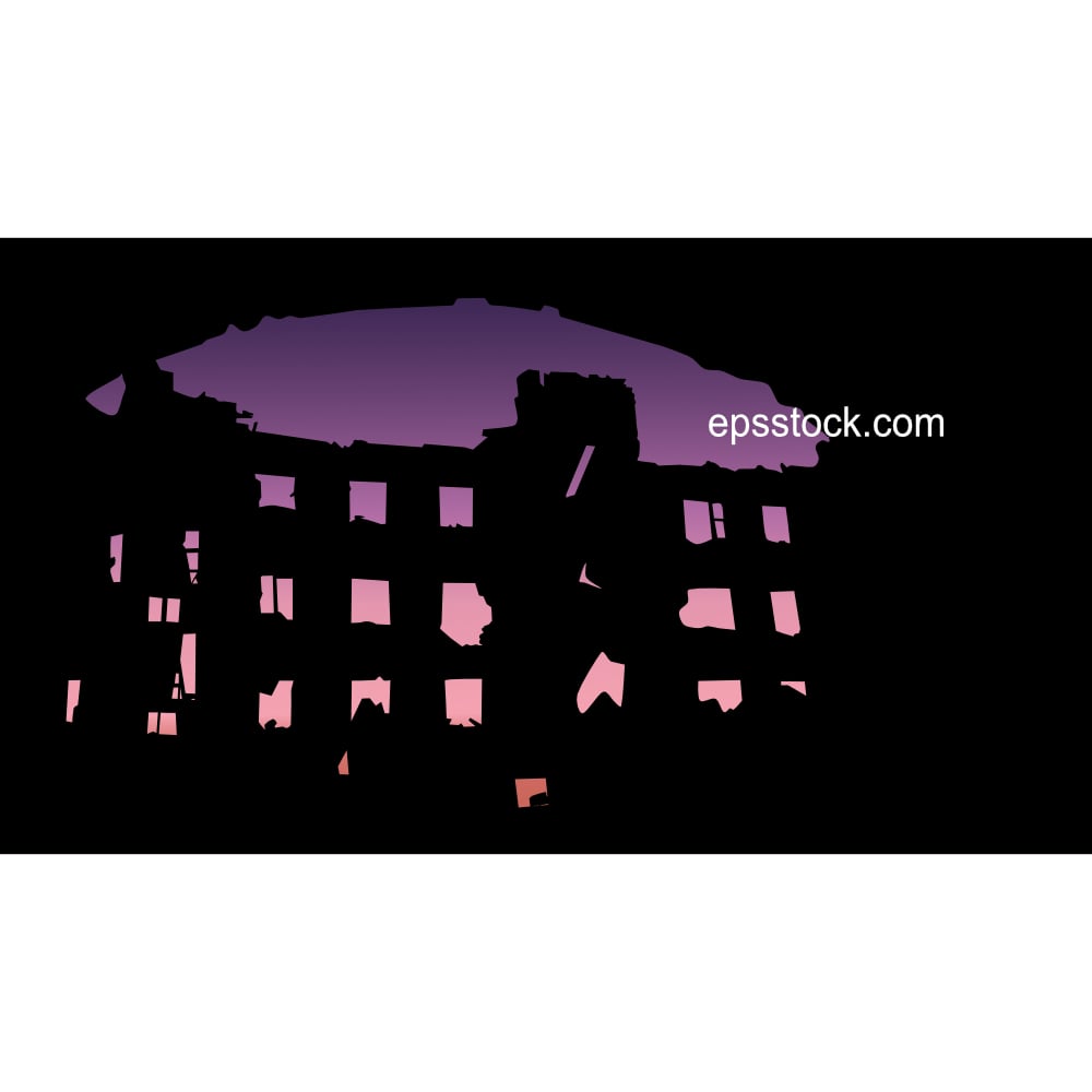 destroyed building after a missile attack