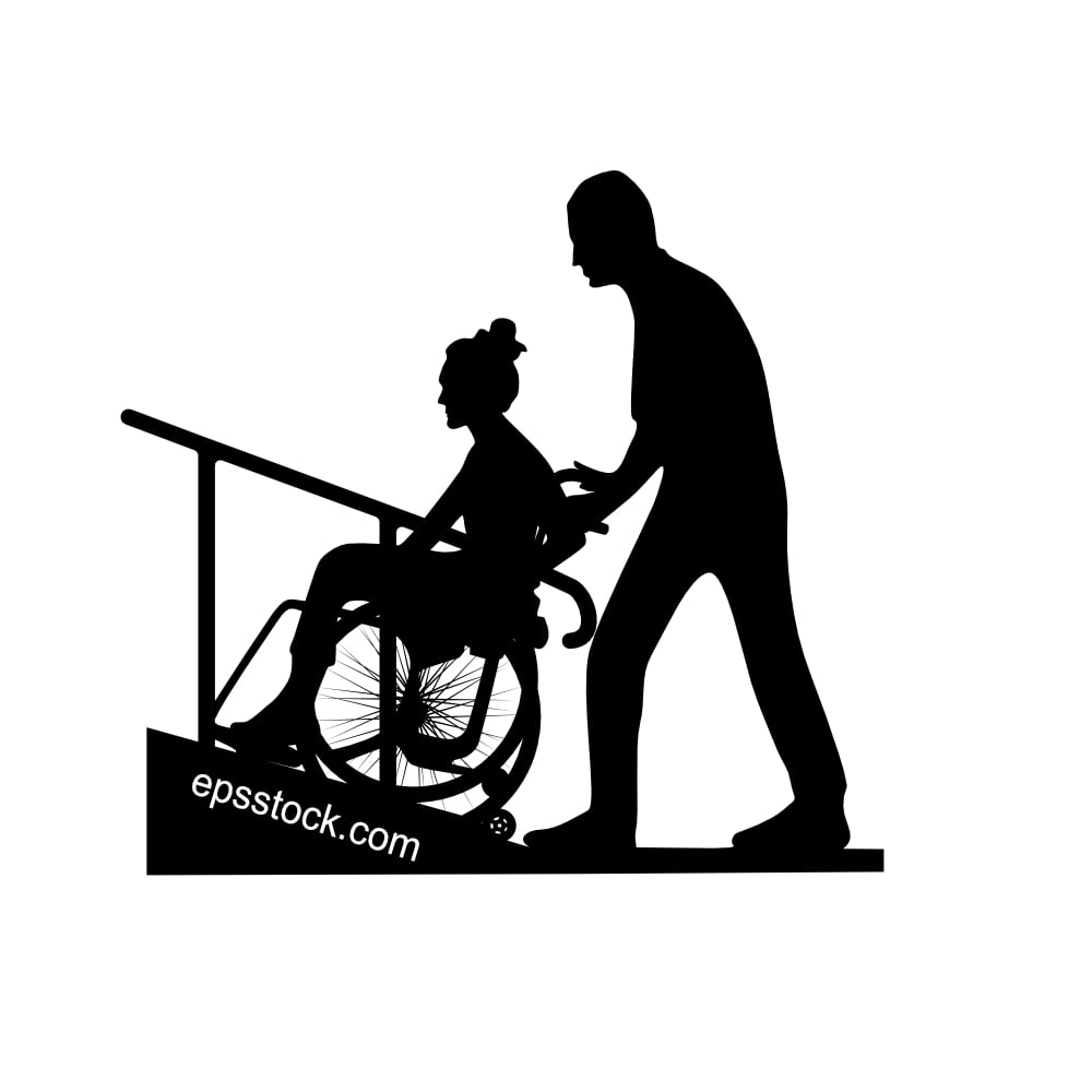 Man helping disabled woman