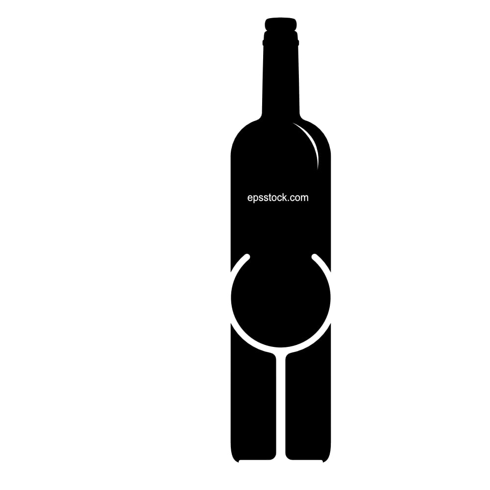 Wine bottle and glass emblem