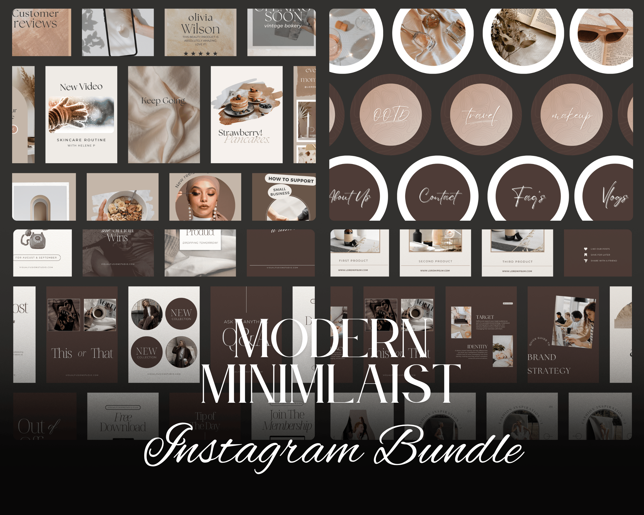 Modern Minimalist Instagram Bundle | Canva Templates for Reels, Posts ...