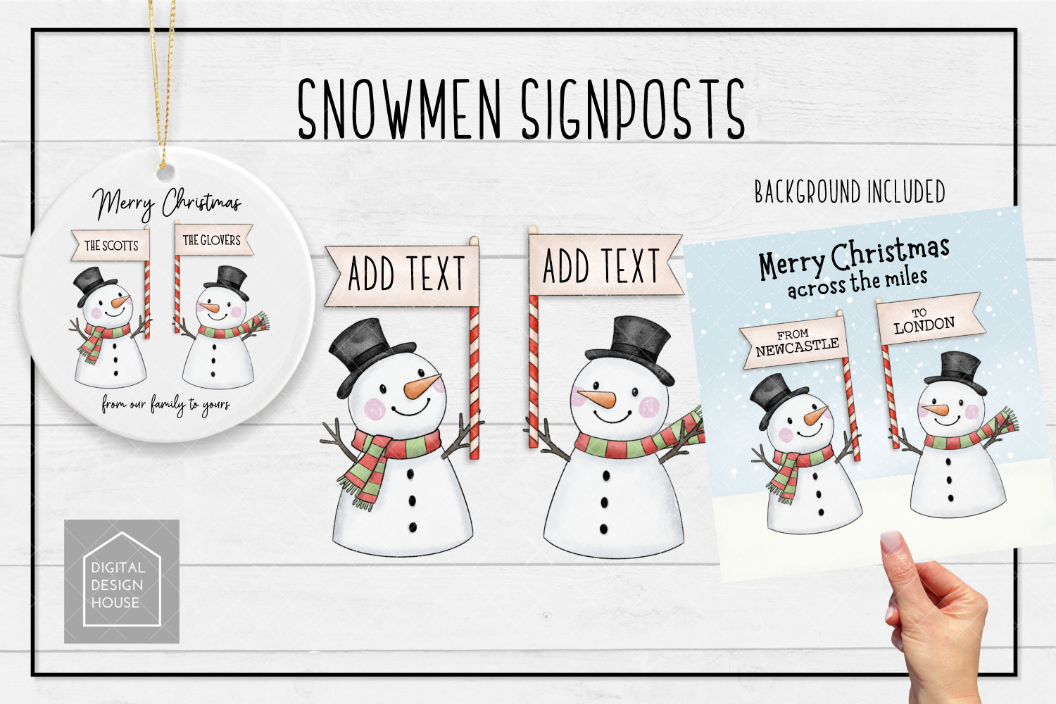 🎄 Snowmen Signposts Clipart Set – Editable Christmas Snowman PNGs with ...