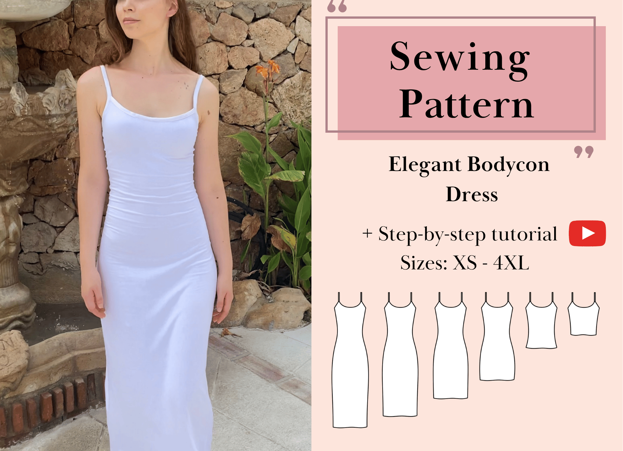 Bodycon Dresses & Tops Bundle - PDF Sewing Pattern (6 Lengths: Crop ...