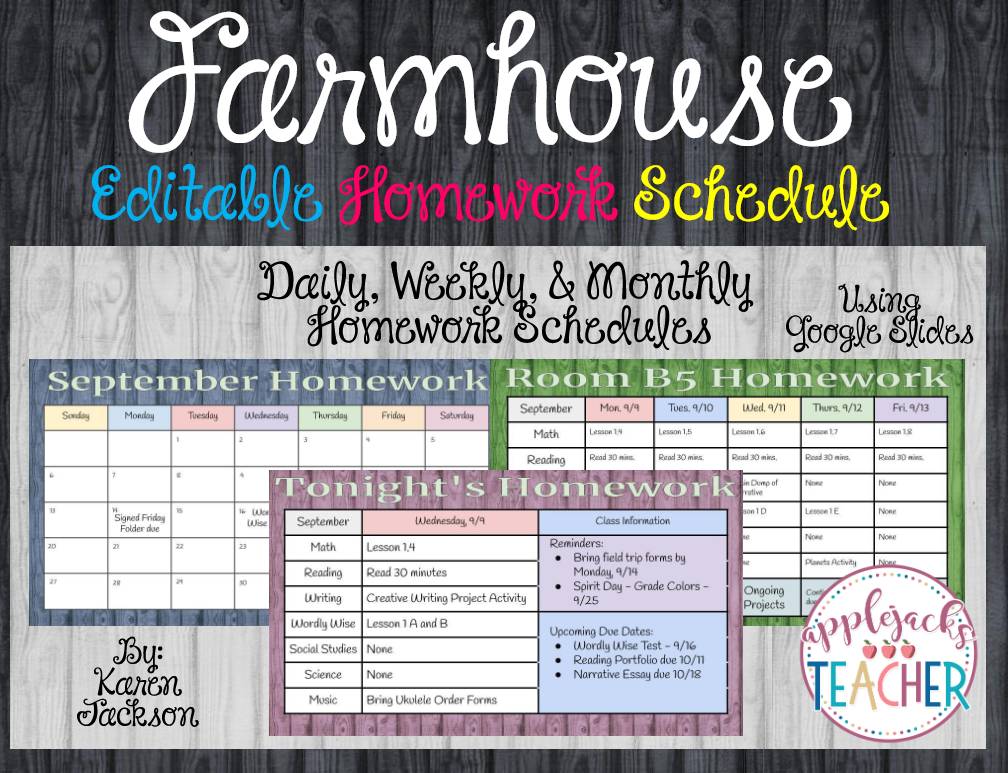 Digital Homework Calendars for Daily, Weekly, and Monthly Schedules