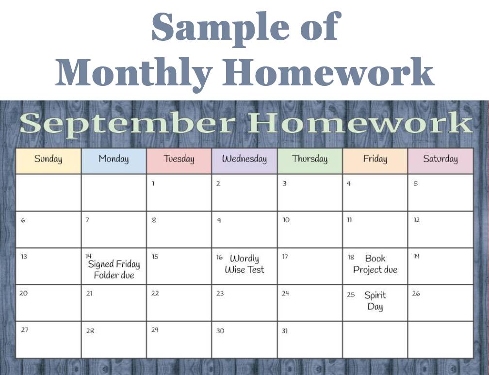Digital Homework Calendars for Daily, Weekly, and Monthly Schedules