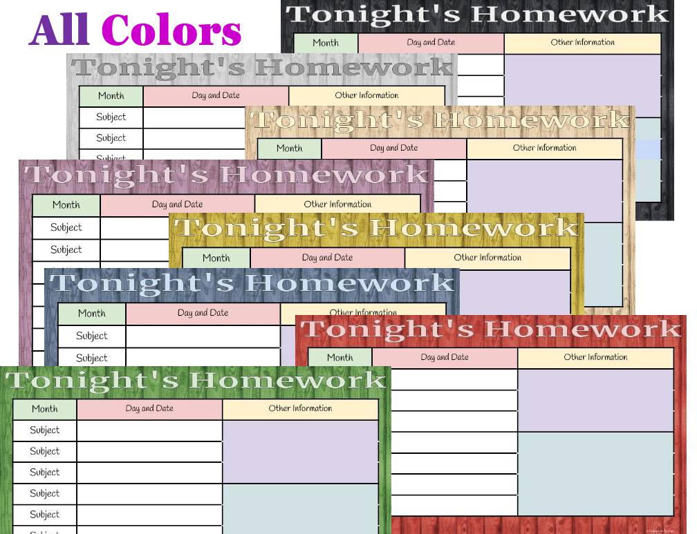 Digital Homework Calendars for Daily, Weekly, and Monthly Schedules