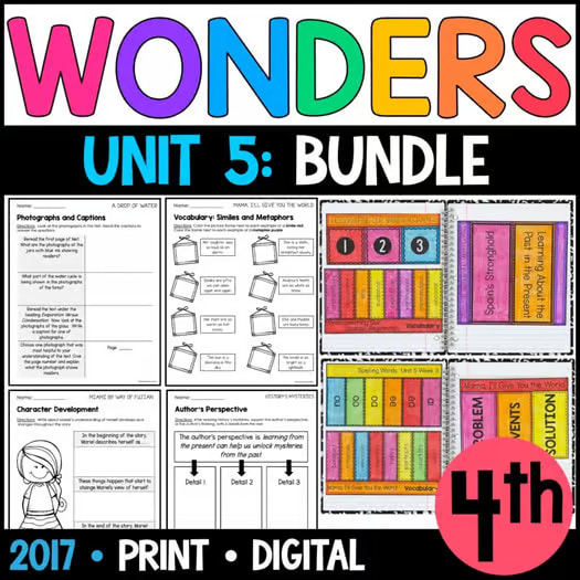 Wonders 2017 4th Grade Unit 5 BUNDLE: Interactive Supplements with GOOGLE