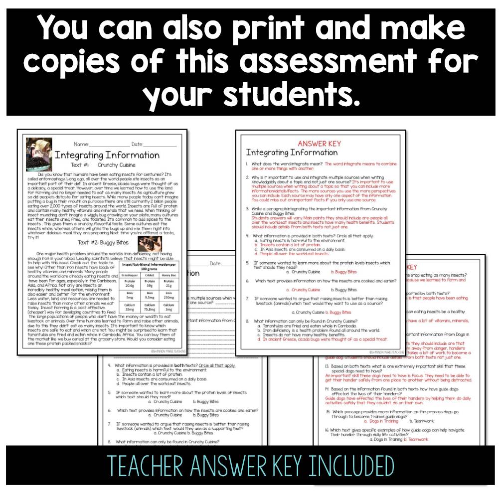 RI4.9 RI5.9 - Integrating Information Quiz: Self-Grading [DIGITAL + PRINTABLE]