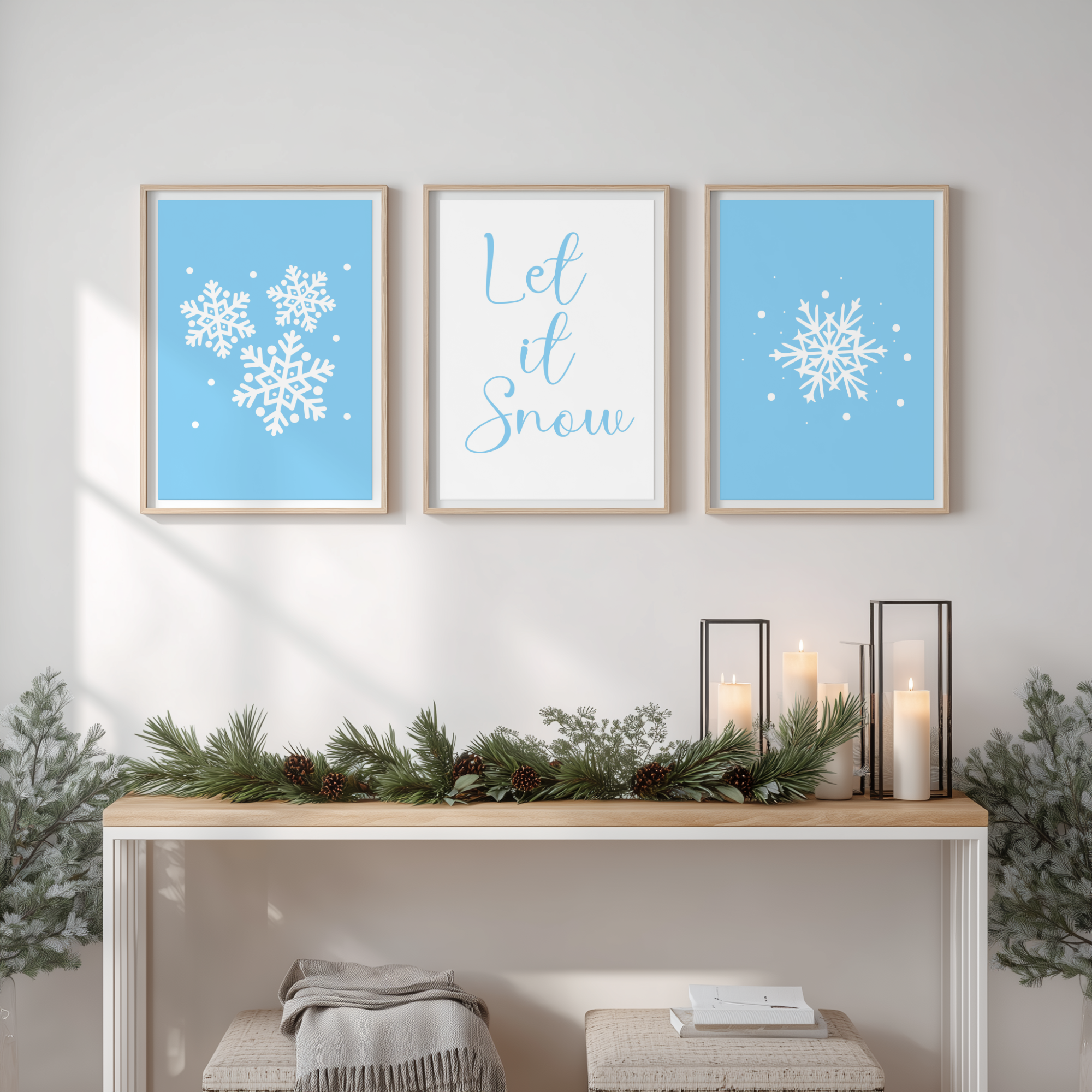 Let It Snow Christmas Set • Winter Snowflake Wall Decor • Minimalist ...
