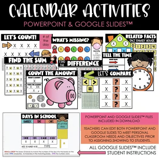 Digital Calendar & Math for PowerPoint & Google Slides™ | Distance Learning