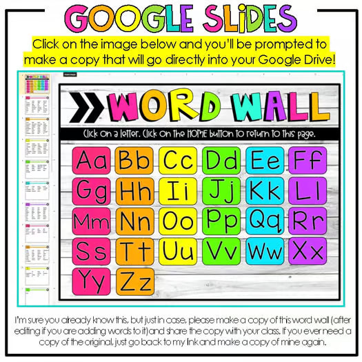 Digital Word Wall for the Virtual Classroom | Google Slides™ Ready