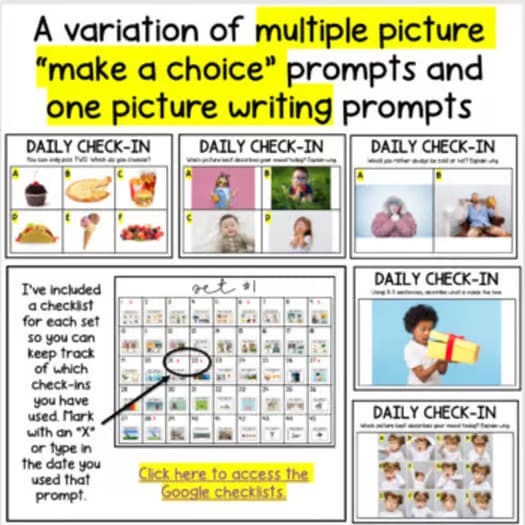 180 Daily Check-in Prompts- Distance Learning