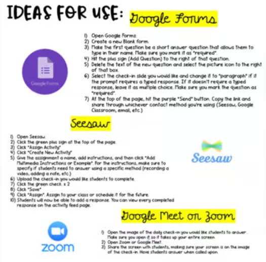 180 Daily Check-in Prompts- Distance Learning