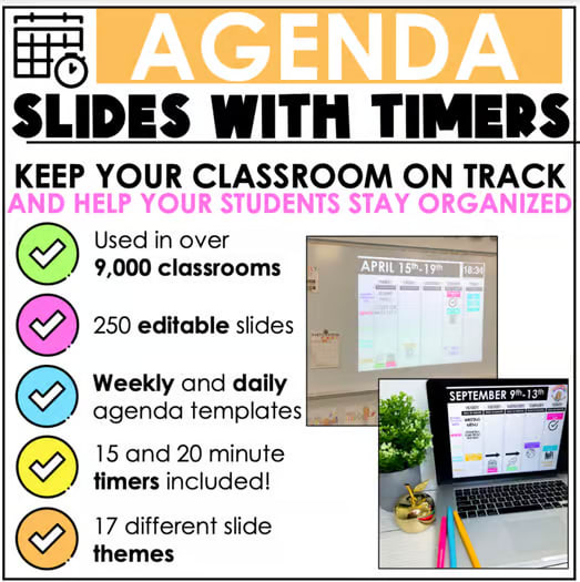 Editable Daily and Weekly Agenda Slides Templates with Timers - Google Slides