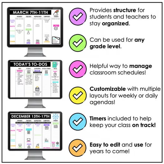 Editable Daily and Weekly Agenda Slides Templates with Timers - Google Slides