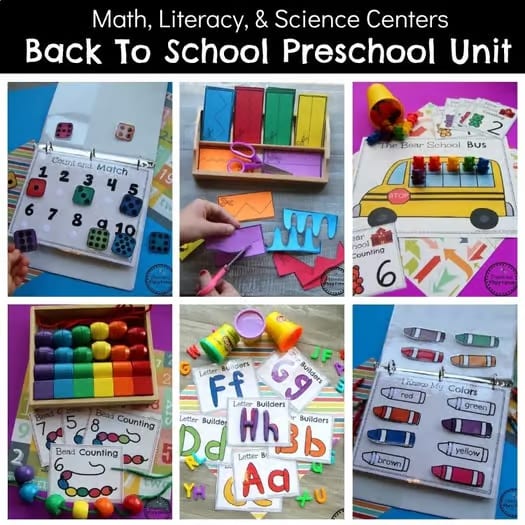 Back to School Activities for Preschool | First Week Centers | Math and Literacy