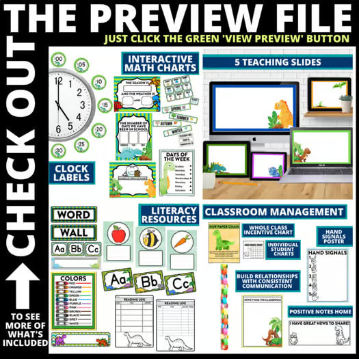 DINOSAUR Classroom Decor Bundle DINOSAUR Theme jurassic Decorations Editable