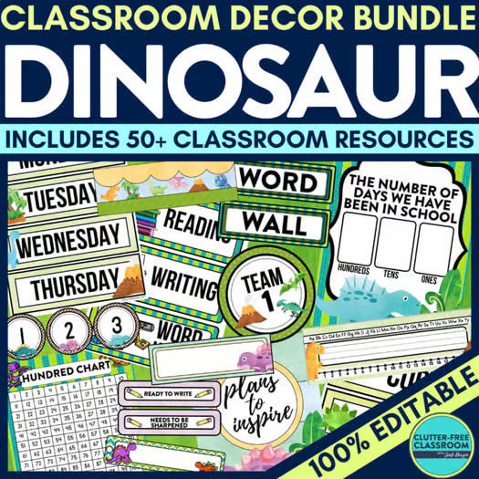 DINOSAUR Classroom Decor Bundle DINOSAUR Theme jurassic Decorations Editable