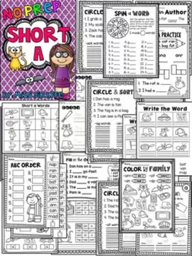 Short A Worksheets and Activities NO PREP Phonics Short Vowel Worksheets