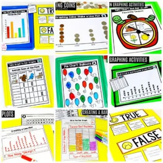 2nd Grade Math Data and Graphing Fun Games Center Worksheets Bar Graph Line Plot