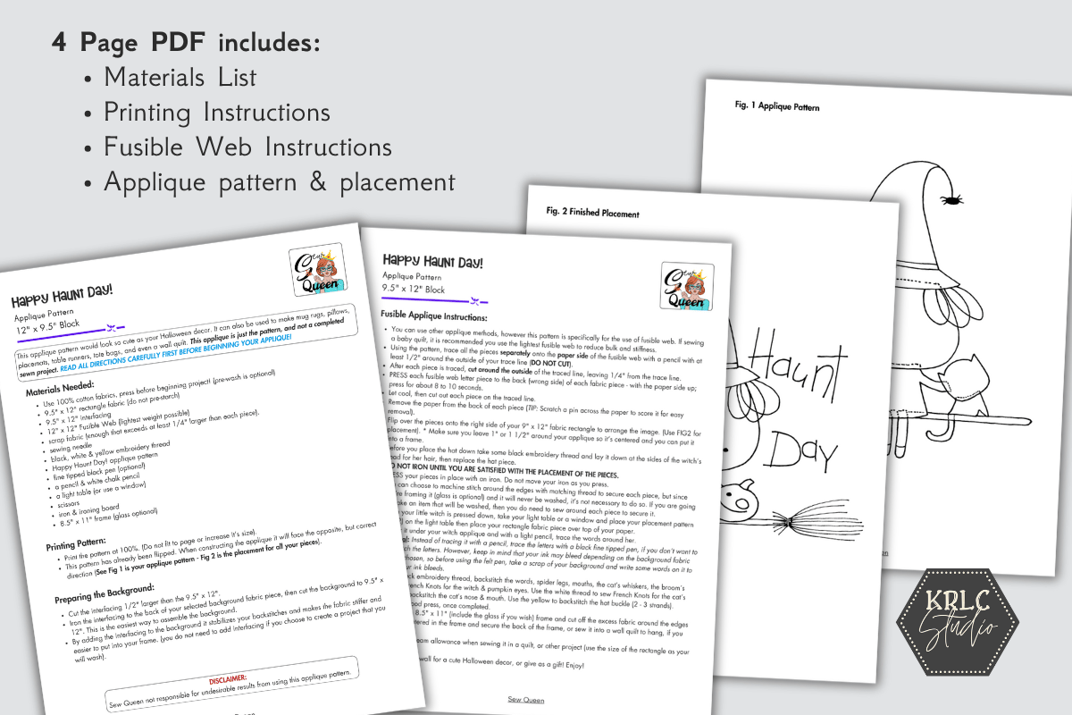 Happy Haunt Day - Applique Pattern - KRLC Studio