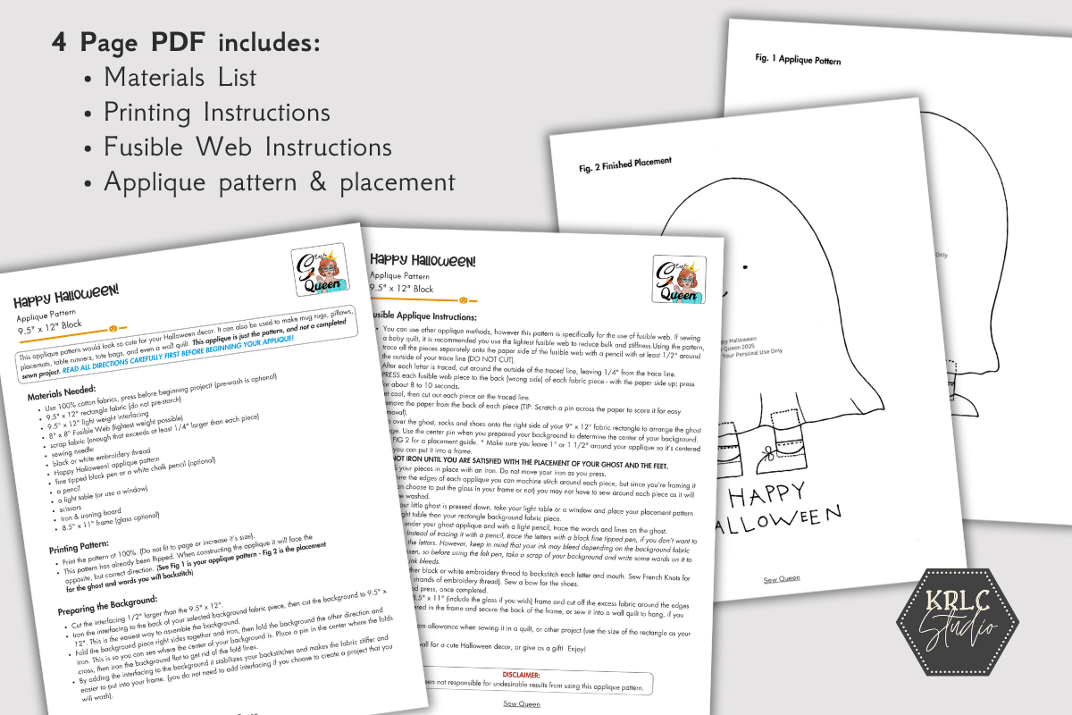 Happy Halloween - Applique Pattern - KRLC Studio
