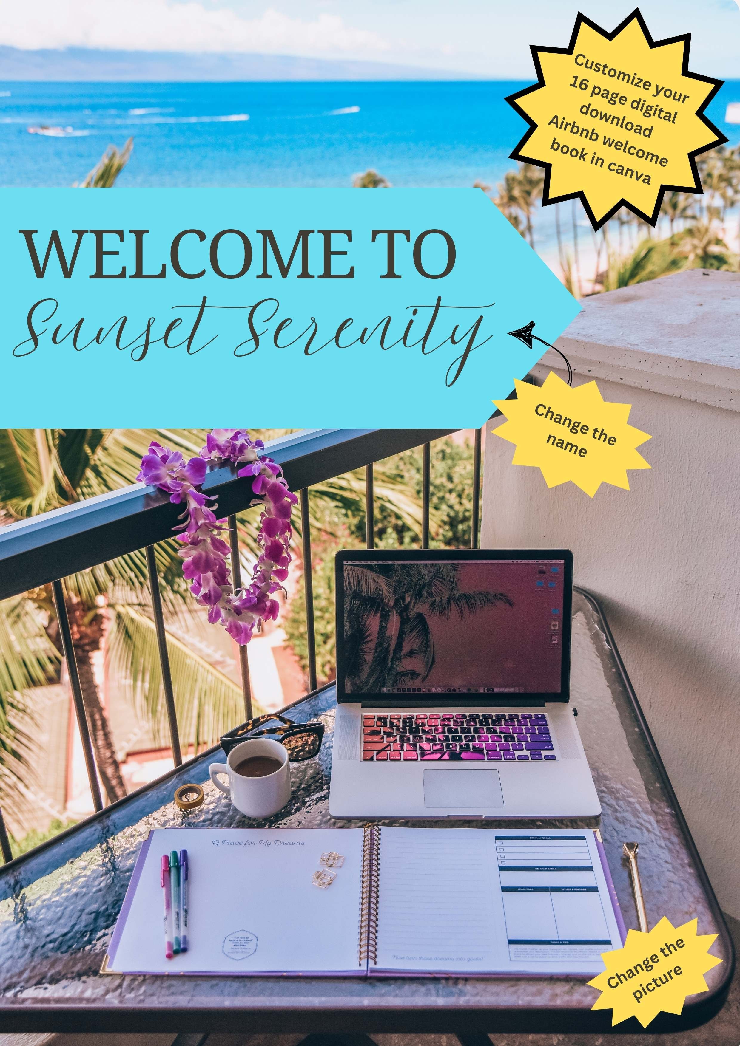 Customizable Vacation Rental Welcome Book - Blue - Payhip