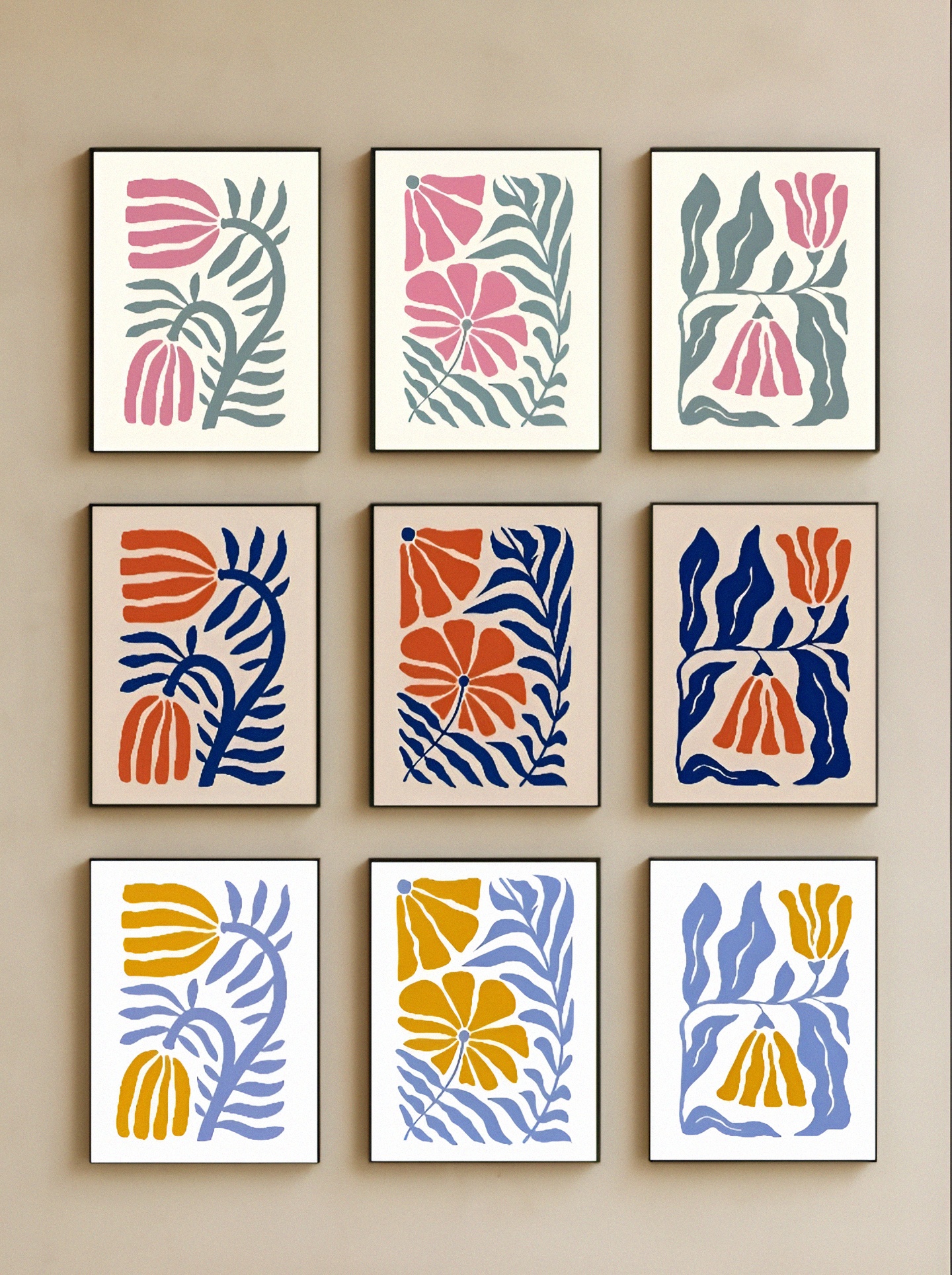 Modern Abstract Floral Wall Art Set – Minimalist Botanical Prints for ...
