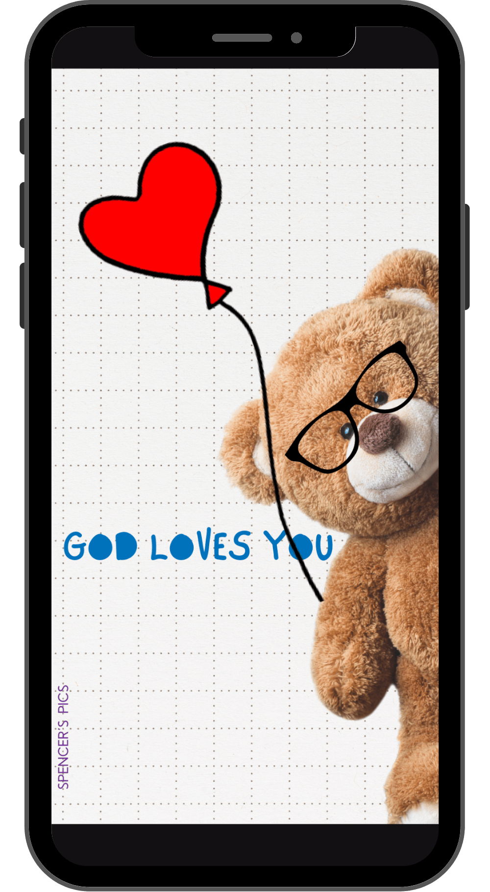 God Loves You Bear With 1 Balloon Cell Phone Wallpaper