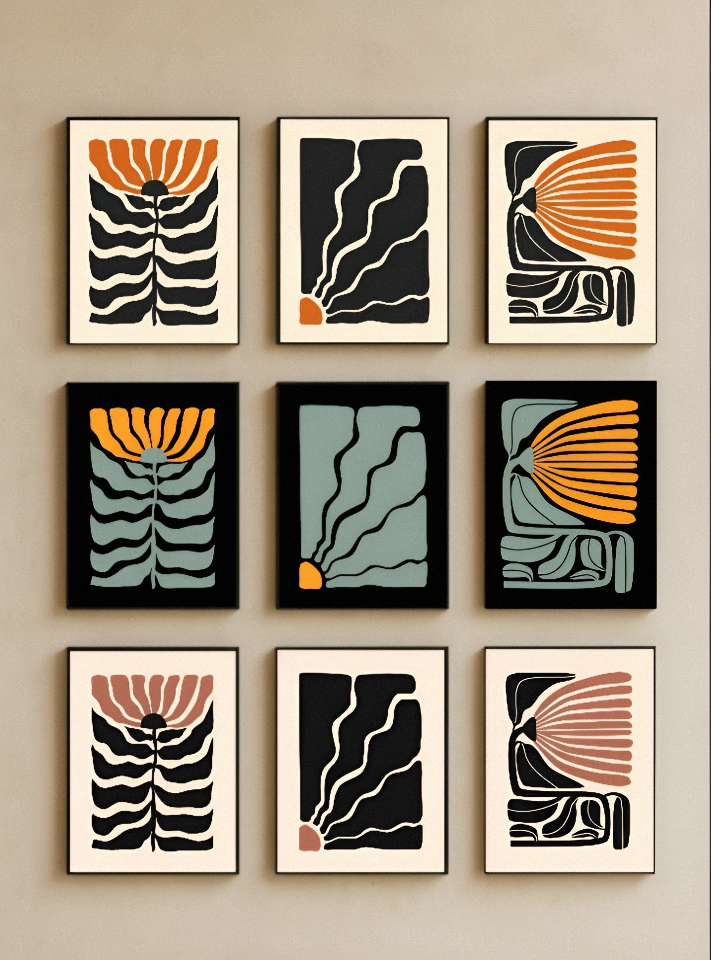 “Minimalist Botanical Art Prints – Mid Century Modern Wall Decor Set ...