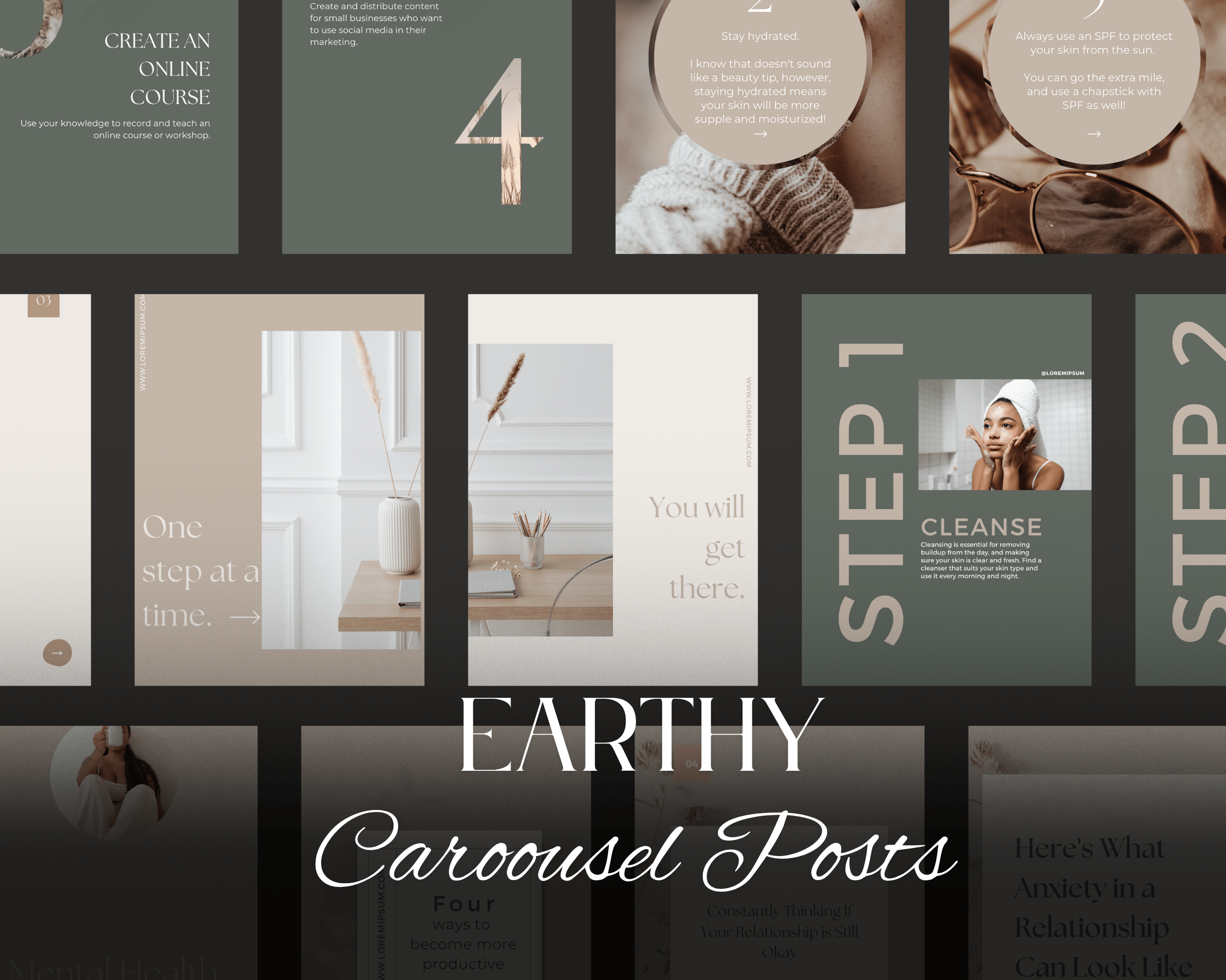 Earthy Instagram Carousel Templates | 114 Canva Posts | Neutral ...