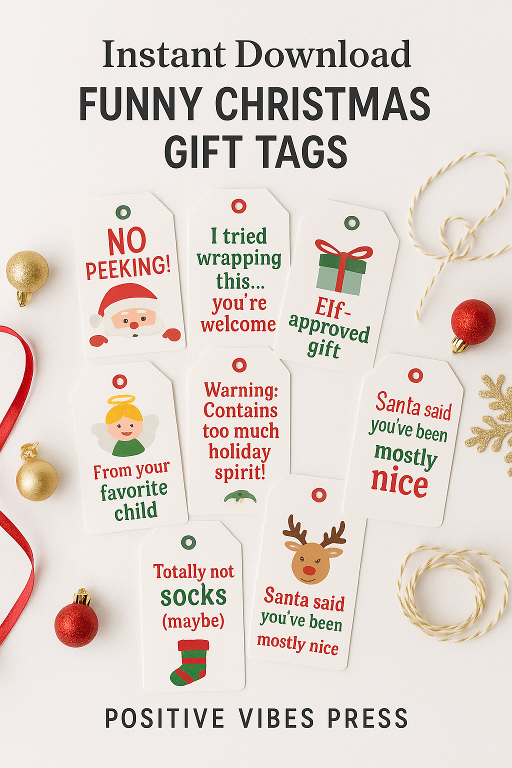 Add laughter to your gift wrapping this holiday season with adorable, family-friendly Christmas tags!
