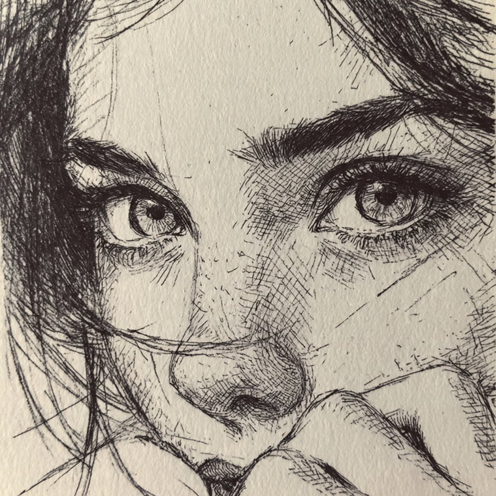 Beautiful girl sketch with detailed eyes