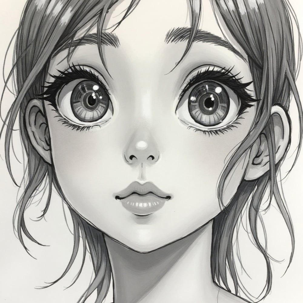 Beautiful girl sketch with detailed eyes