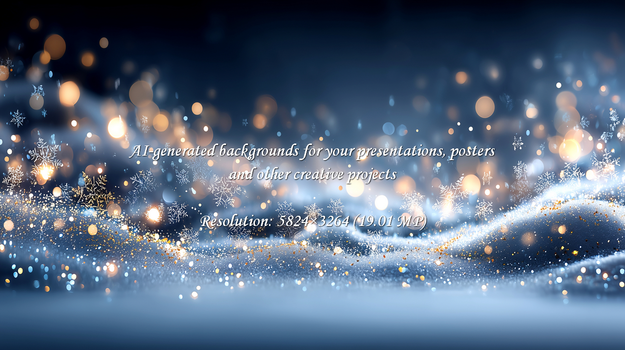 Sparkling winter wonderland with falling snowflakes and golden bokeh ...