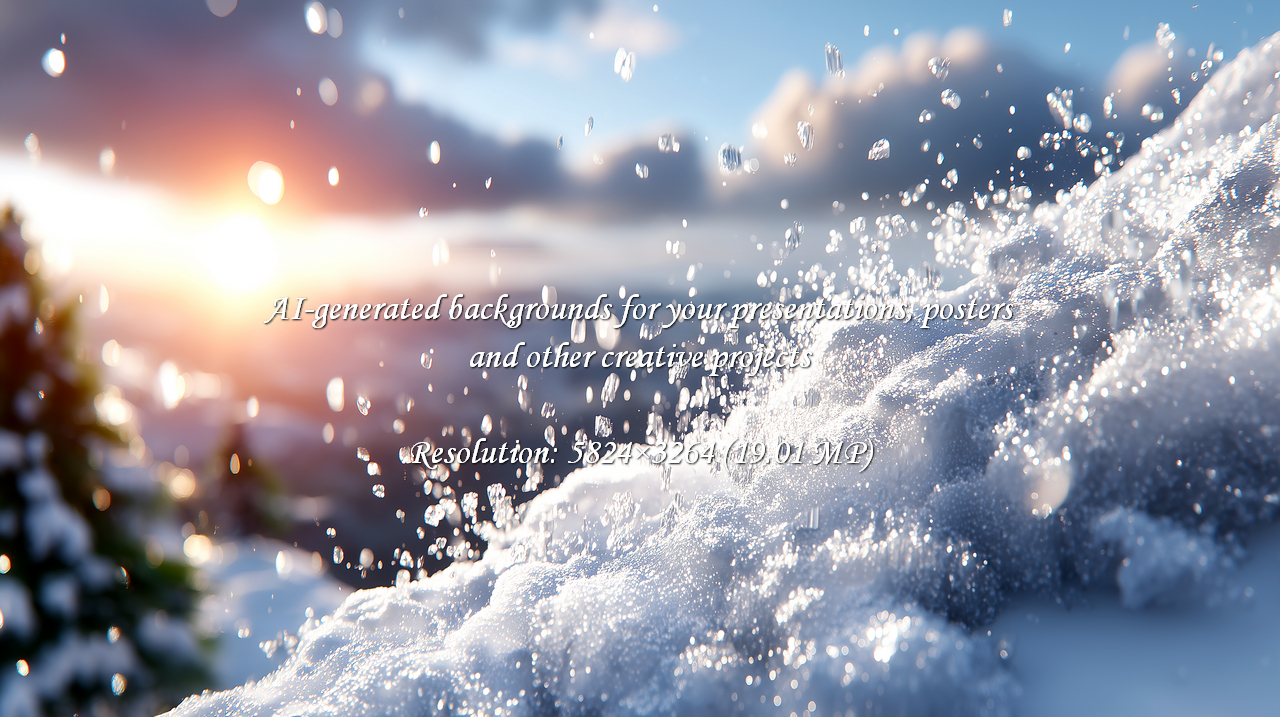 Sparkling snowflakes dance in golden sunrise light over a snowy ...