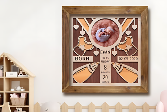 Handmade Birth Frame Ornament Laser Cut