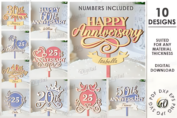 Anniversary Cake Toppers Bundle Lasercut