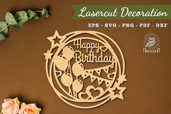 Birthday Laser Cut Decoration SVG 4