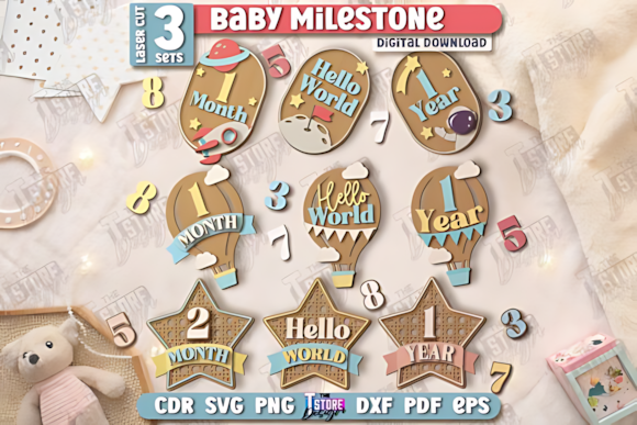 Baby Milestone Countdown Laser Cut Set