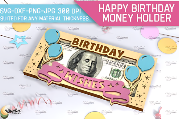 Happy Birthday Money Holder Laser Cut