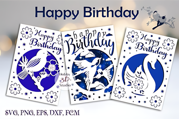Happy Birthday Papercut Cards SVG Bundle