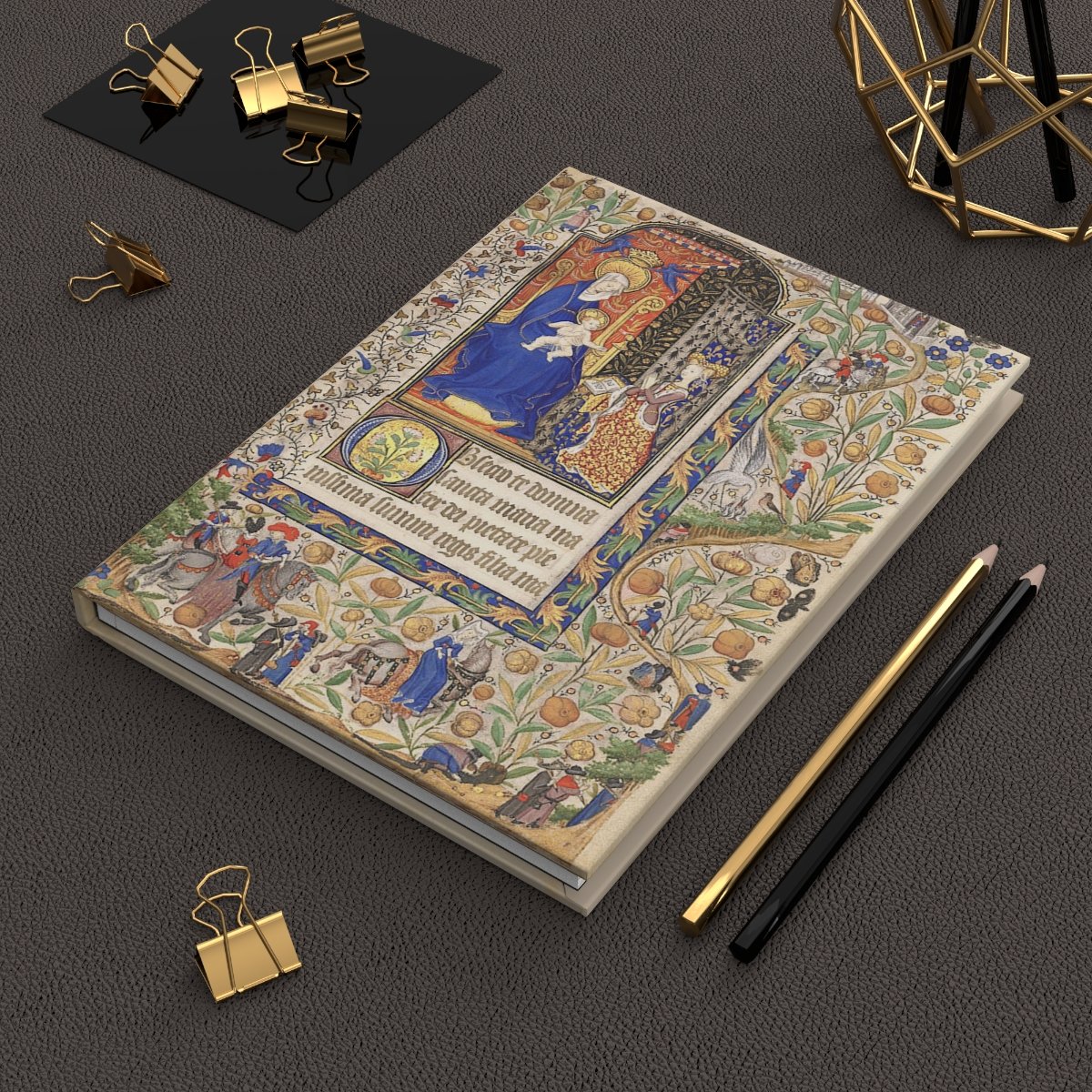 15th-century Book of Hours medieval manuscript illumination Madonna and Child set in a garden enclosed