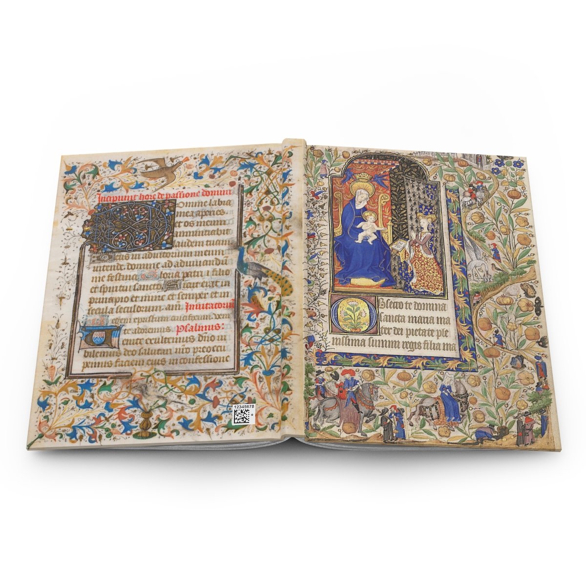 15th-century Book of Hours medieval manuscript illumination Madonna and Child set in a garden enclosed