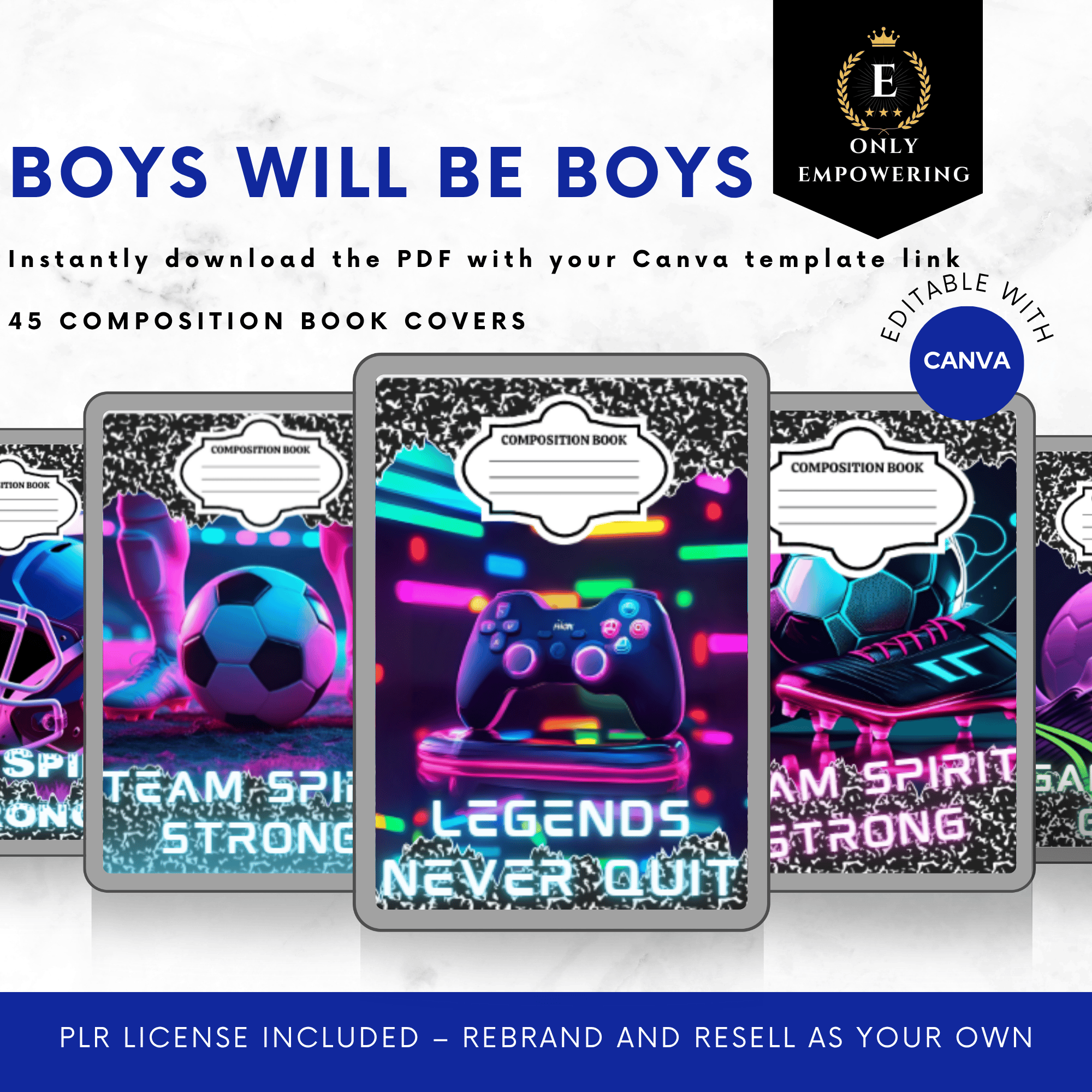 Boys Will Be Boys Composition Book Covers – 45 Editable Canva Templates ...