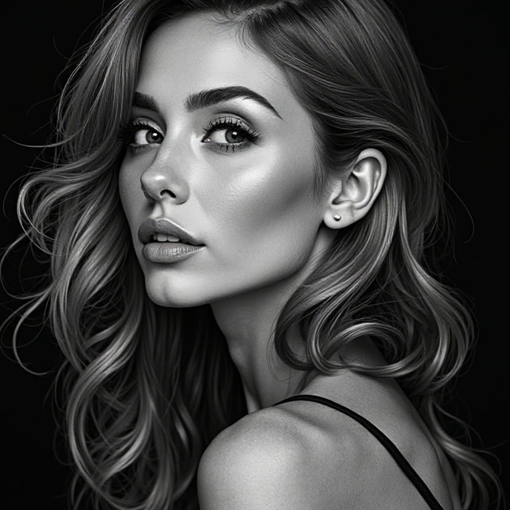 Creative pencil art portrait on black background