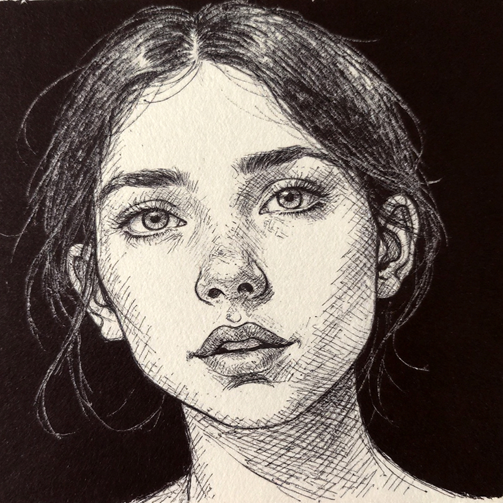 Creative pencil art portrait on black background