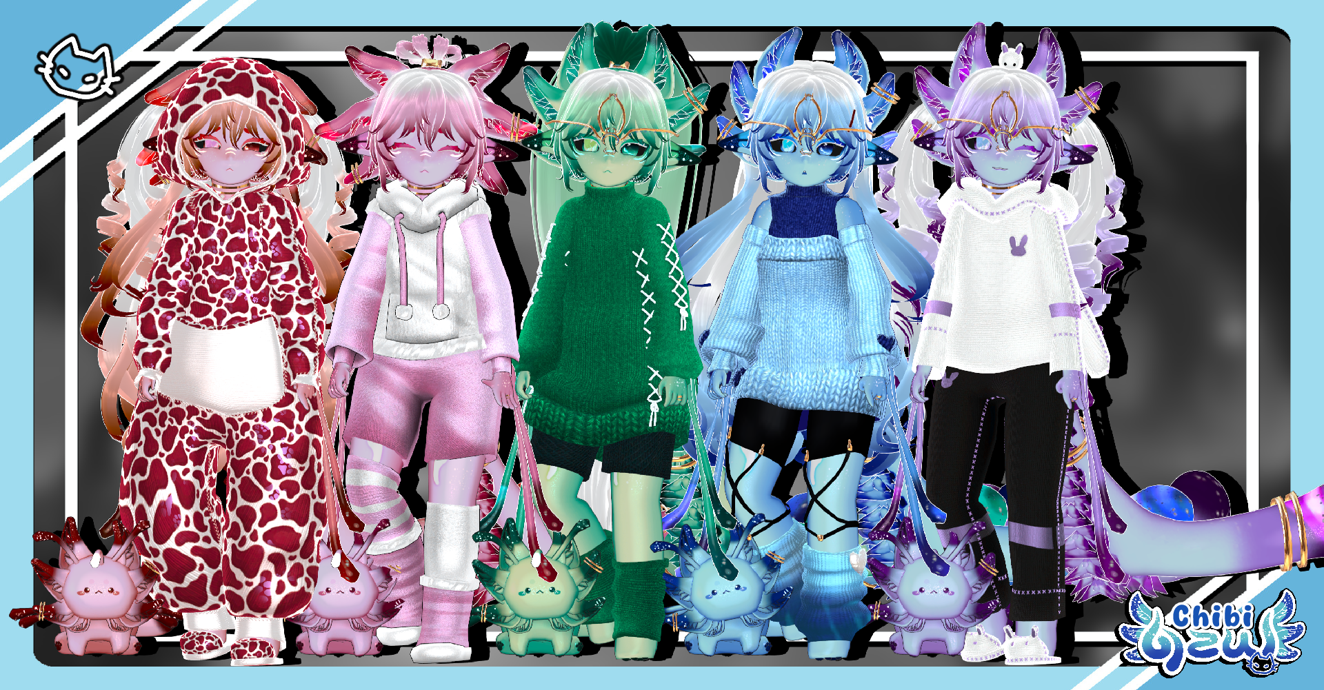 ★FULL-SCRATCH★🩵 Chibi! AZUL 🩵 [XTRA!] (PC / QUEST / VRCFT / LILY HOUSE ...